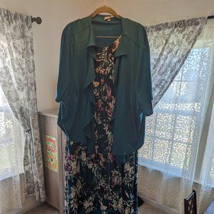 2 Piece Dress, Teal and Floral
